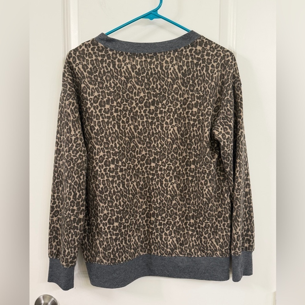 Splendid Leopard Print Sweater - Brown and Gray - Picture 2 of 5